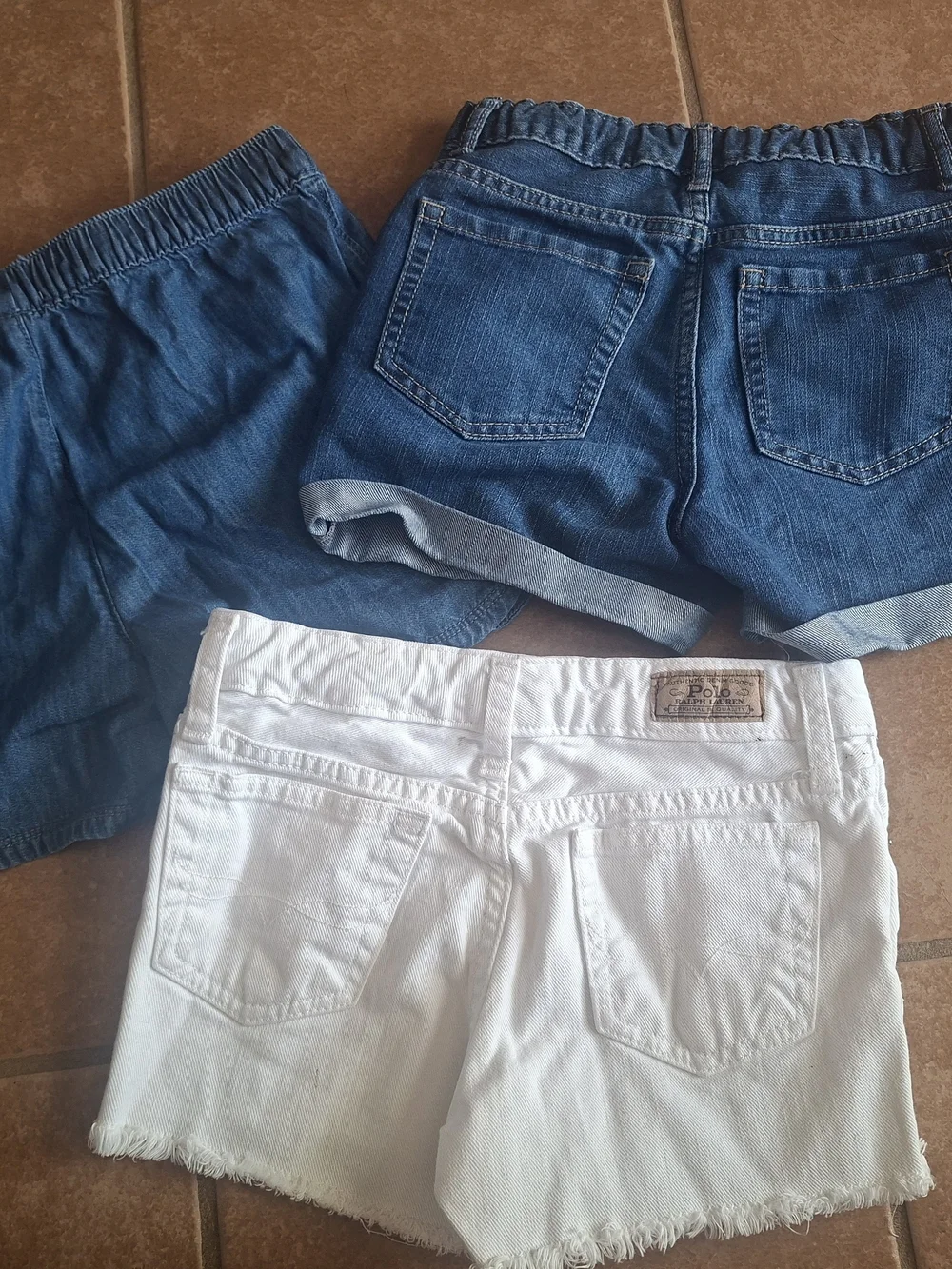 Place Girls Denim & White Shorts 3-Pack - Blue and White